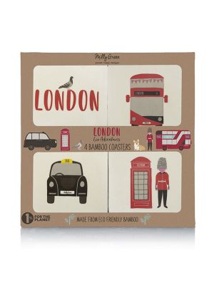 London Adventures Bamboo Coasters Set of 4 (TRADE PACK SIZE 12)