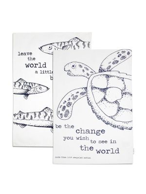 Ocean Set of 2 Tea Towels made from 100% recycled cotton
