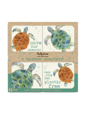 Turtle Bamboo Coasters Set of 4 (TRADE PACK SIZE 12)
