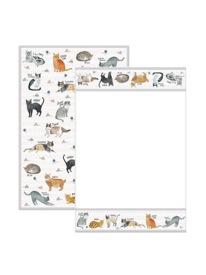 Curious Cats Tea Towels Set of 2 - 100% Recycled Cotton (TRADE PACK SIZE 6)